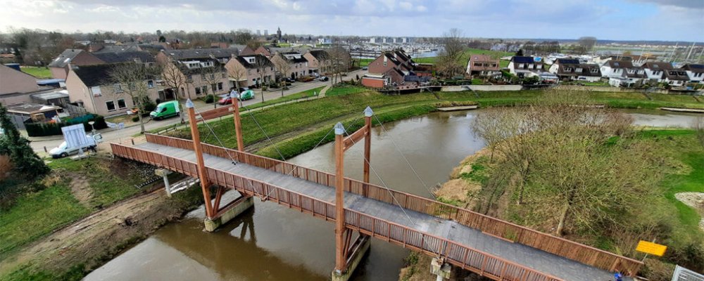 hölzerne Schrägseilbrücke